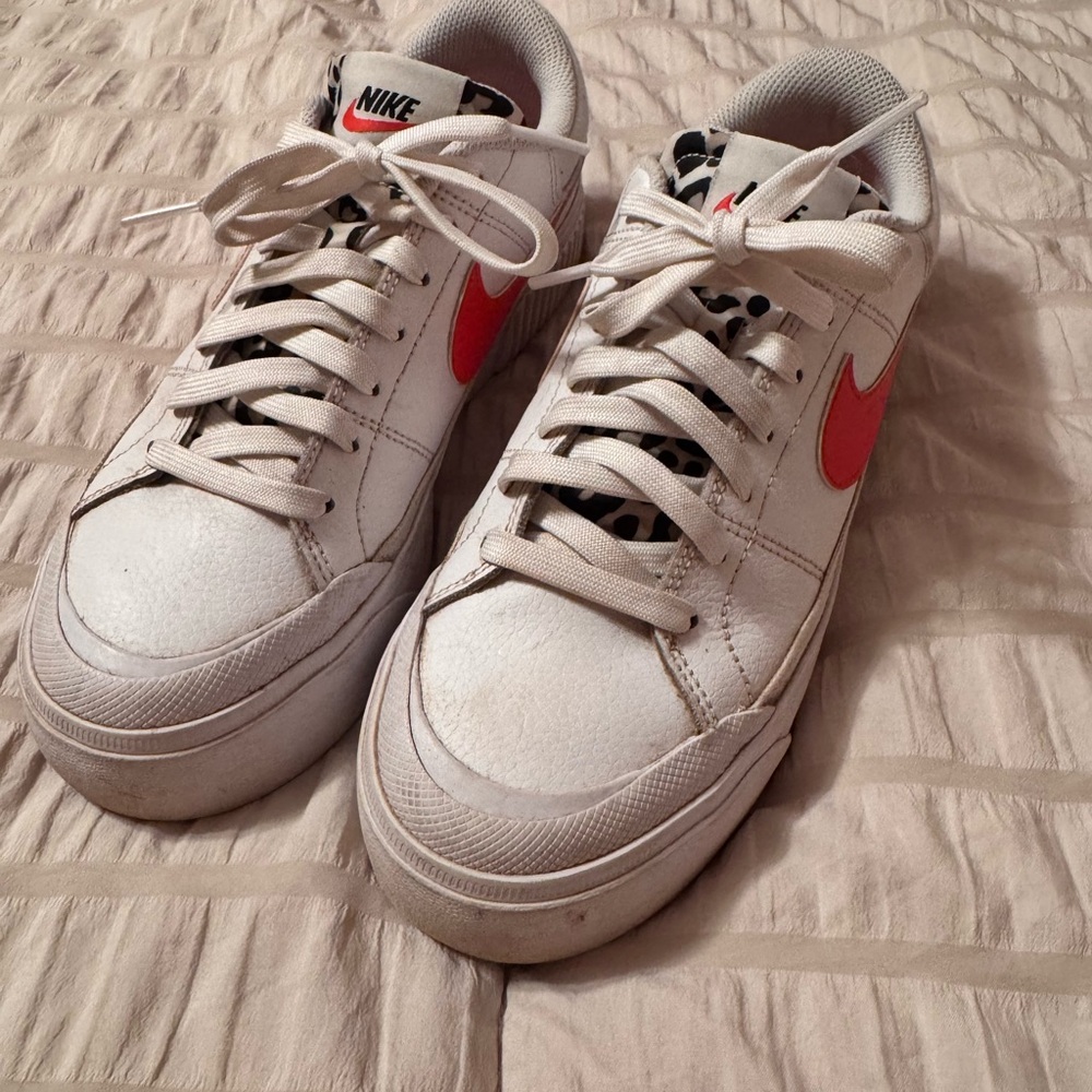Nike White Sneakers with OrangenSwoosh